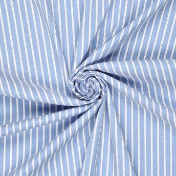 Stretch-Popeline Streifen M Rhinestone Hellblau