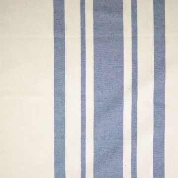 Baumwoll-Canvas Natur mit breitem Denimstreifen