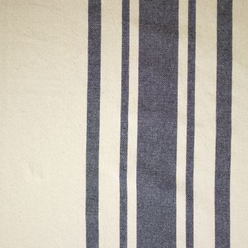Baumwoll-Canvas Natur mit breitem blauem Streifen