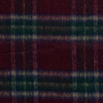 Wollmischgewebe Brushed Karomuster Aubergine Grün