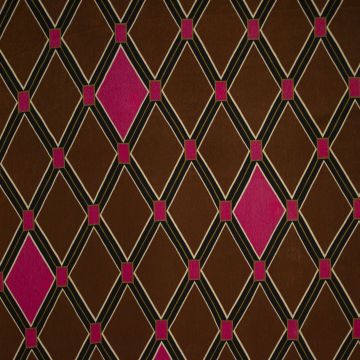 Viskose-Satin Diamant Braun-Fuchsia