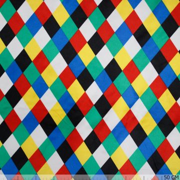 Fred Satin Harlekin-Rautenmuster Multicolor Weiß