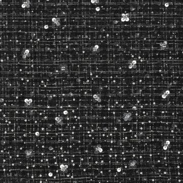 Recycelte Chanella-Bouclé mit Perlen und Pailletten in Schwarz-Silber