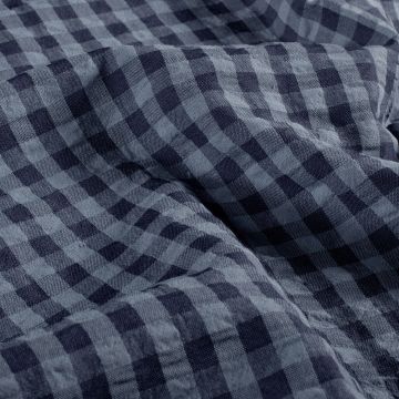 Baumwoll-Popeline Seersucker Stoff XL Karo Blau