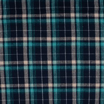 Geraufter Flanell mit Karomuster in Blau und Türkis
