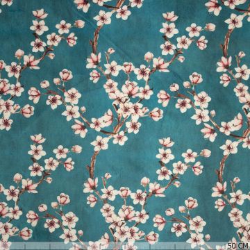 Velours Blüten türkis