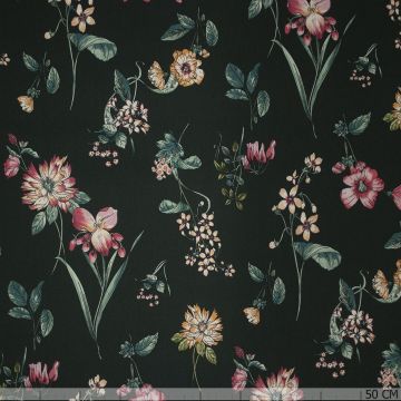 Baumwollsatin Stretch Blumen Juna