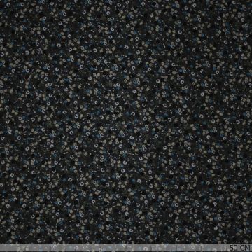 Chiffon Flockdruck Blümchen blau