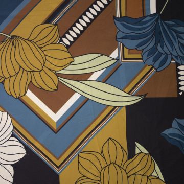 Satin framed flowers petrol