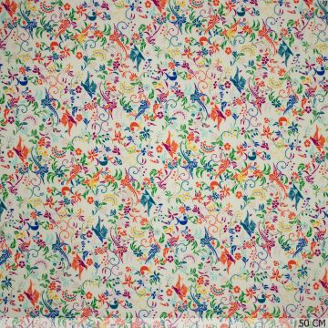 Baumwoll-Viskose-Minis mit Vögeln und Blumen