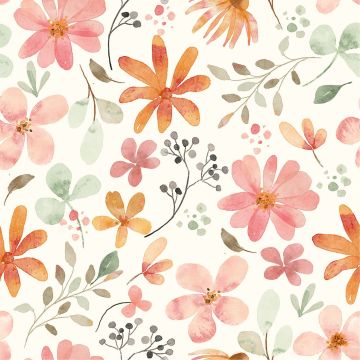 Raincoat-Stoff mit Aquarellblumen-Print
