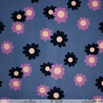 Babycord mit Blumen auf Graublau