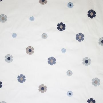Popeline mit geblümter Stickerei Graublau