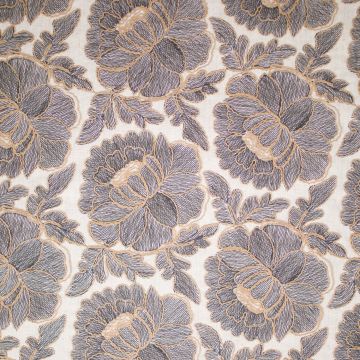 Bestickter Leinenstoff Floral Grau