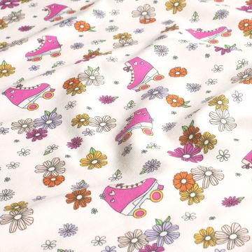 Baumwolljersey Flower Power Rollschuh