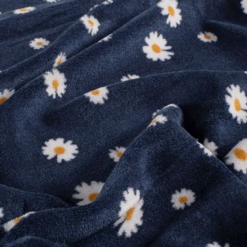 Nicky-Velours-Stoff Blumen Marine