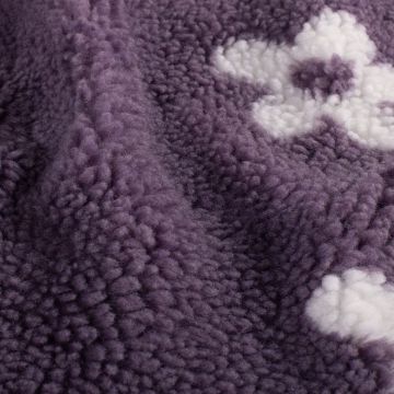 Sherpa-Fleece-Stoff Jacquard Blumen Mauve