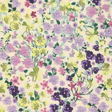 Blumenfeld Jacquardstoff Lila