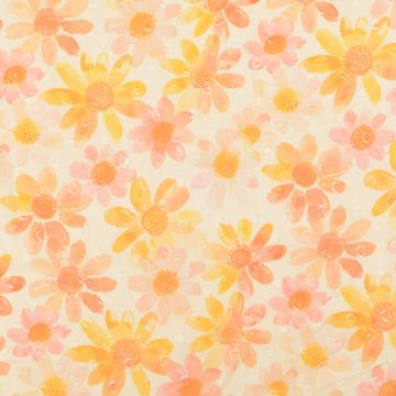 Baumwollvoile mit Blumen- und Punktemuster Apricot