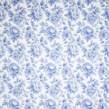 Baumwoll-Popeline Vintage Pfingstrosen Blau