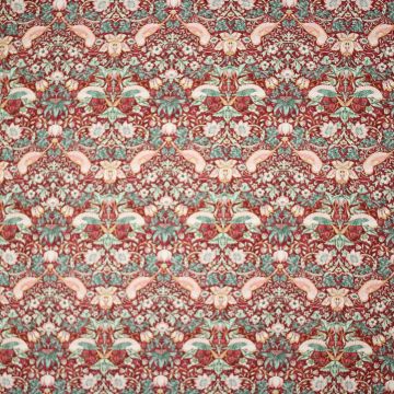 William Morris Popeline Baumwolle Dawn Rose Strawberry Thief in Bordeaux