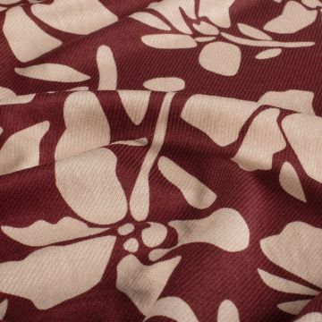 Viskose-Twill-Stoff mit abstraktem Blumenmuster in Rot