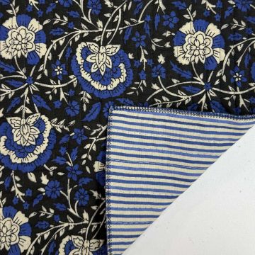 Gesteppte Baumwolle Blockprint Blau