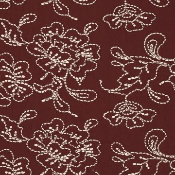 Bestickerte Baumwolle mit Blumenmuster Bordeaux