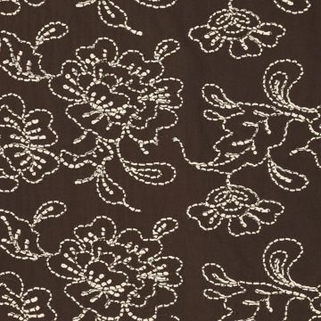 Bestickte Baumwolle mit Blumenmuster Braun