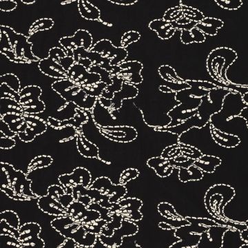 Schwarze bestickte Baumwolle mit Blumenmuster