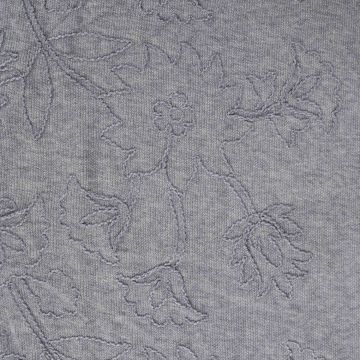 Gestrickter Stoff mit Blumenstickerei Grau