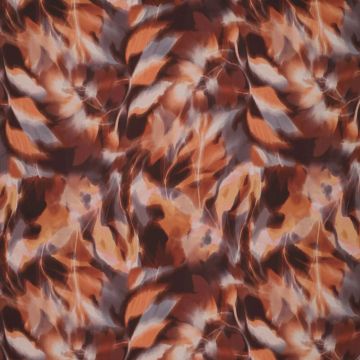 Viskose mit abstraktem Blumenprint in Rostbraun