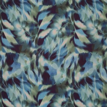 Viskose mit abstraktem Blumenprint Blau