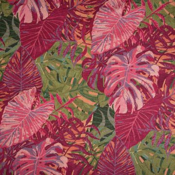 Jacquard mit tropischen Blättern Rosa