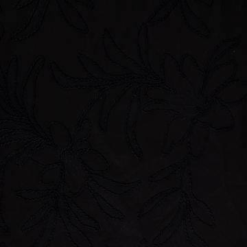 Bestickter Scuba-Suede Blumen schwarz