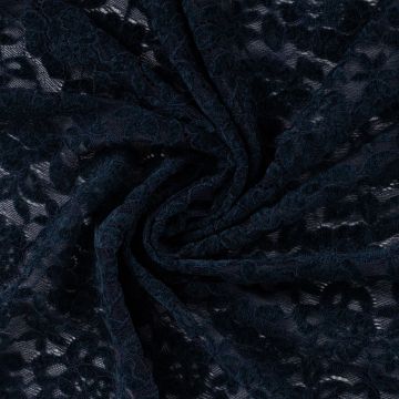 Luxuriöser Stretch-Spitzenstoff mit Blumenmuster Marine