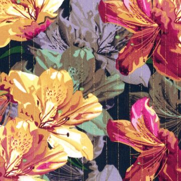 Viskose-Crepe mit Blumenprint und Lurex in Marine