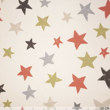 Superstar Orange – Canvasstoff mit Sternenmuster