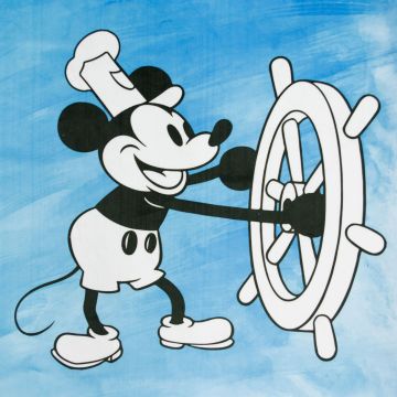 Mickey Maus Velours-Paneel Blau 48x48 cm