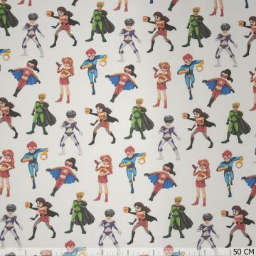 Satin Superhelden Kids Stoff