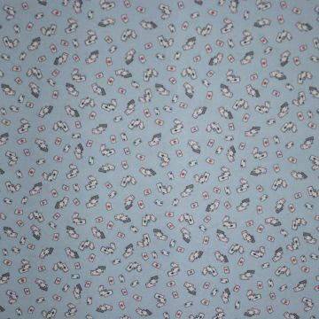 Kartenmuster Baumwoll-Popeline hellblau