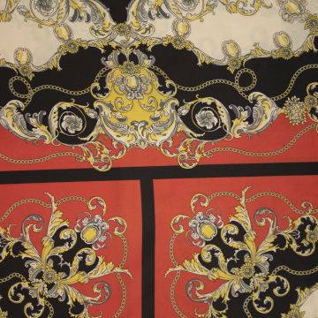 Satin-Panellstoff mit abstraktem Blockmuster Rot