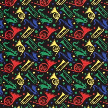 Stoff mit Musikinstrumenten-Print