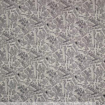 Popeline aus Baumwolle mit Zeitungs-Collage in Off-White