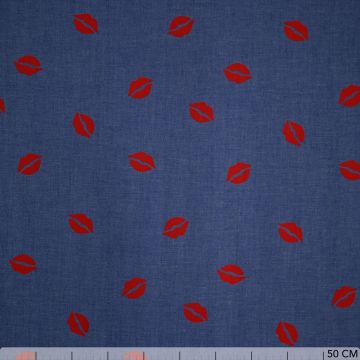 Chambray Jeans mit Kussmotiven
