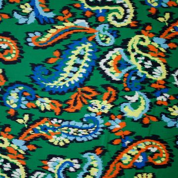 Stretch-Baumwollsatin Paisley Grün