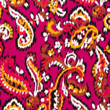 Stretch-Baumwollsatin Paisley Fuchsia