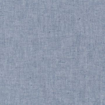 Leinen-Baumwoll-Stoff mit Fischgrätmuster in Jeansblau