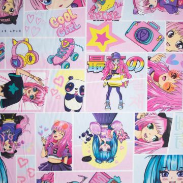 Digitale Baumwolle Cool Girl Manga