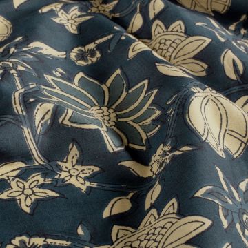 Baumwollstoff Batik Blumen Blau